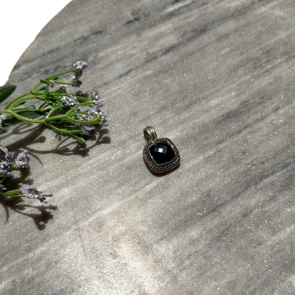 Authentic David Yurman Albion Hematite Diamond Sterling Silver Enhancer Pendant